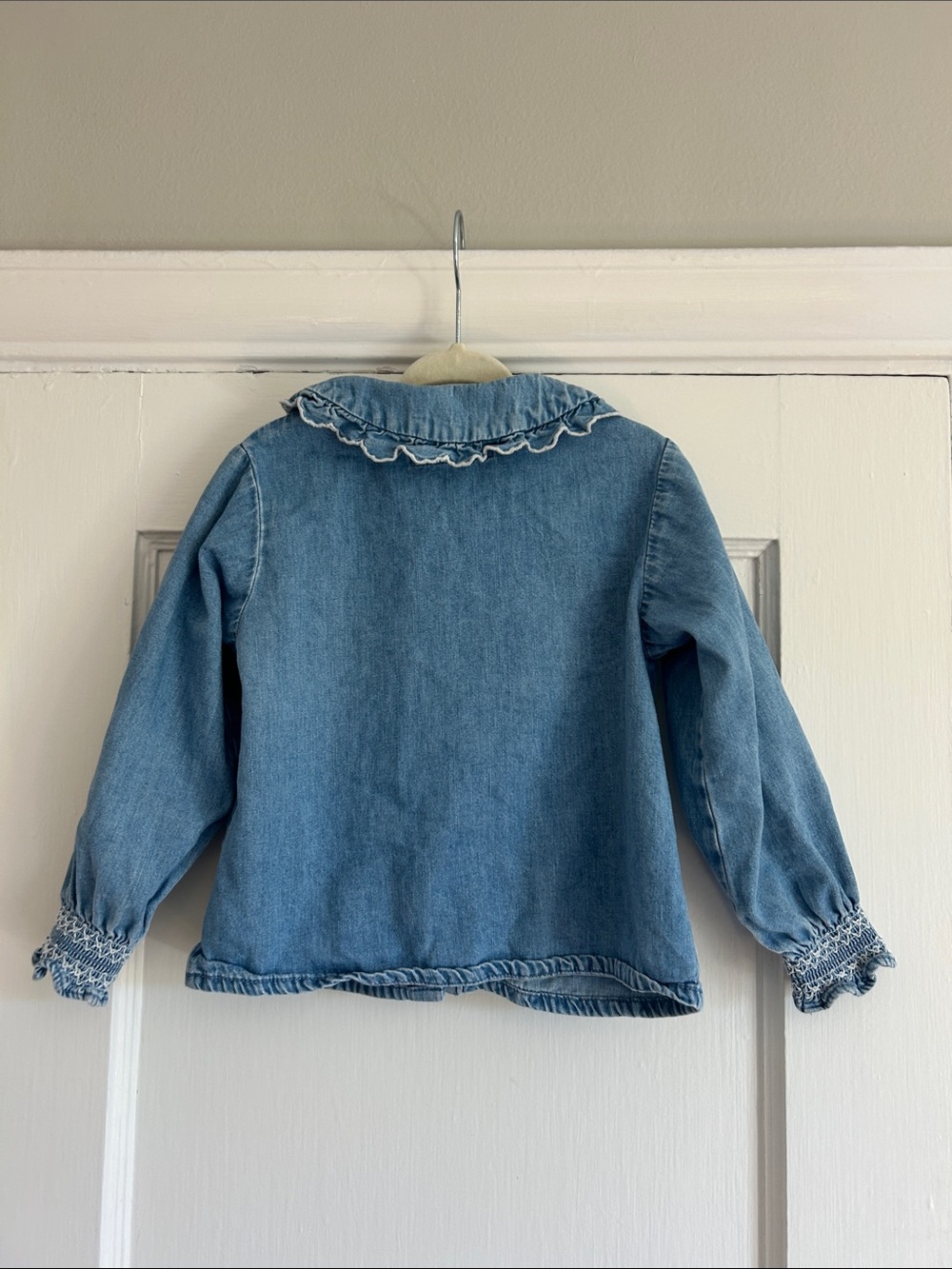 Zara Denim snap front ruffle collar blouse - Picture 4 of 4